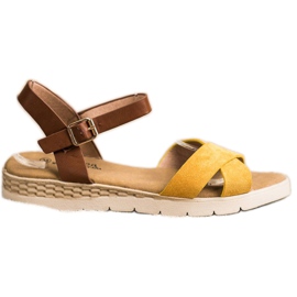 SHELOVET Casual sandaler med spænde brun gul