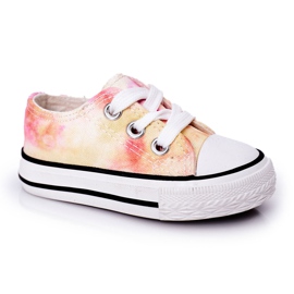Børns klassiske sneakers med Tie-Dye-effekt Simba 807-3A lyserød gul
