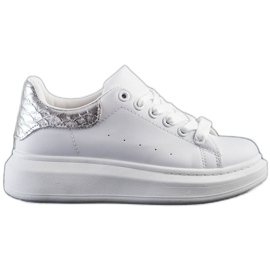 Weide Sneakers med sølvindsats hvid