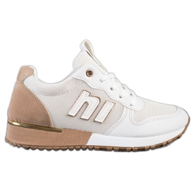 SHELOVET Klassiske sneakers beige hvid