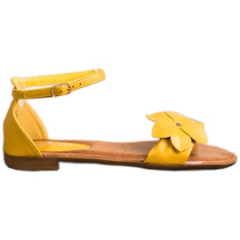 Diamantique Gule sandaler med blomst