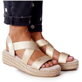 Big Star Kile sandaler med ribbet stor stjerne HH274414 gylden