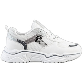 SHELOVET Hvide sneakers med glitter
