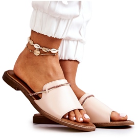 Læderflip-flops fra Lewski Shoes, Beige