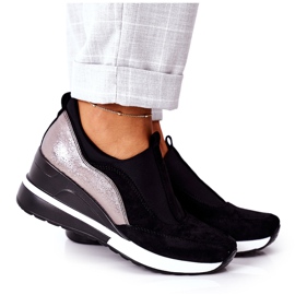Vinceza 10593 Slip-On Wedge Sneakers i sort-sølv