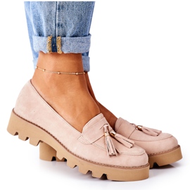 Suede loafers Lewski Shoes 3053 Cappuccino beige