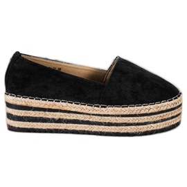 Mannika Espadrilles på høj platform sort