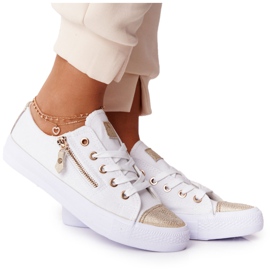 Kvinders sneakers med en lynlås hvidguldfestival gylden