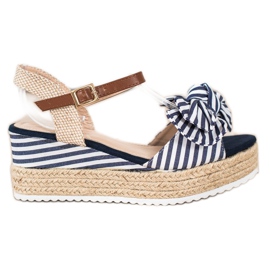Sweet Shoes Espadrilles sandaler med striber beige marine blå