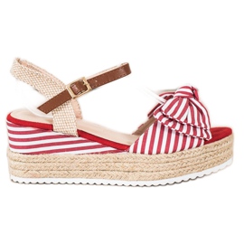 Sweet Shoes Espadrilles sandaler med striber rød