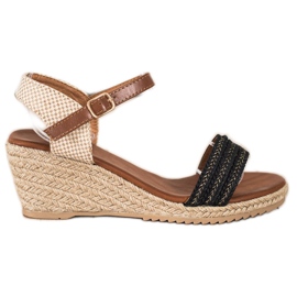 SHELOVET Casual Espadrilles sandaler beige brun sort