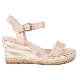 SHELOVET Flettede kile sandaler beige
