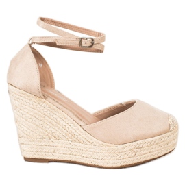 Queentina Stilfuld Espadrilles på en høj kile beige