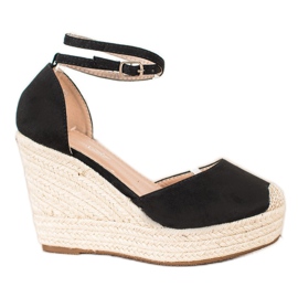 Queentina Stilfuld Espadrilles på en høj kile sort