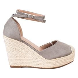 Queentina Stilfuld Espadrilles på en høj kile grå
