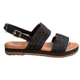 Mannika Sorte flettede sandaler