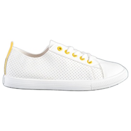 SHELOVET Åbne sneakers med øko -læder hvid