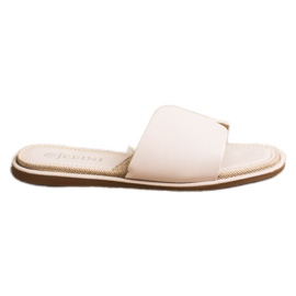 SHELOVET Elegante Eco læder hjemmesko beige