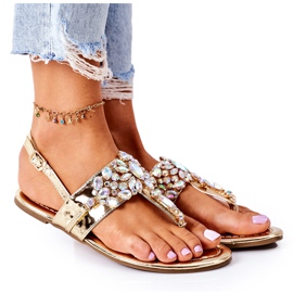Sandaler Klip-klapper Med Krystaller Lu Boo Golden gylden