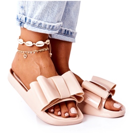 Beige april -gummi -flip -flops med sløjfe