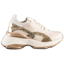 Melisa Knyttede klassiske sneakers beige gylden