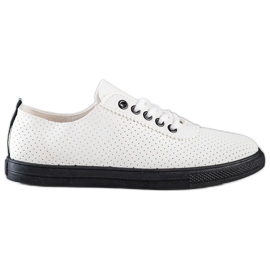 SHELOVET Openwork sneakers på den sorte platform hvid