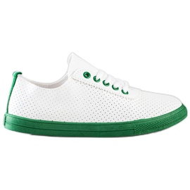 SHELOVET Openwork sneakers på den grønne platform hvid
