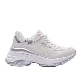 Sølv sneakers med en tyk Lydia sål hvid