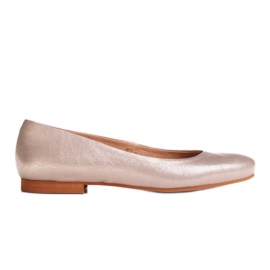 Marco Shoes Naturlige ballerinaer i ruskind i platin gylden