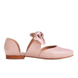 Marco Shoes Ballerinaer med en sløjfe lavet af kernelæder lyserød