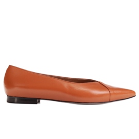Marco Shoes Brun ballerinaer i læder