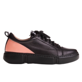 Marco Shoes Læder sneakers med en pink indsats sort