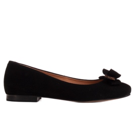 Marco Shoes Sort ruskind ballerinaer med en sløjfe