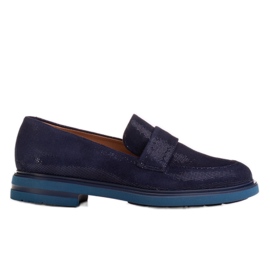 Marco Shoes Marineblå mokasiner med velourdekoration marine blå