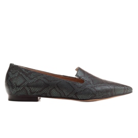 Marco Shoes Slangeskindsherredige ballerinaer, flaskegrønne