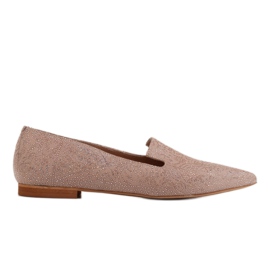 Marco Shoes Beige ruskindsherrer ballerinaer - pailletmønster