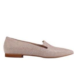 Marco Shoes Beige ruskindsherrer ballerinaer - pailletmønster