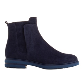 Marco Shoes Lette støvler isoleret med en flad bund lavet af naturligt læder marine blå