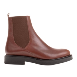 Marco Shoes Flade ankelstøvler i læder med isolering med en bred gummi i overdelen brun