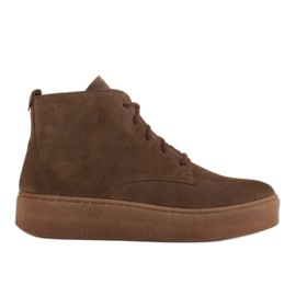 Marco Shoes Lave snørestøvler i blødt læder brun grøn