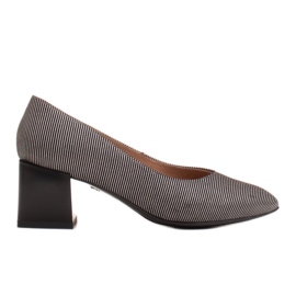 Marco Shoes Damepumps i naturligt, blødt læder med sølvstriber sort