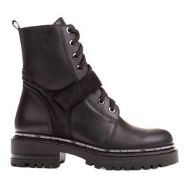 Marco Shoes Damestøvler med en interessant, tyk bund sort
