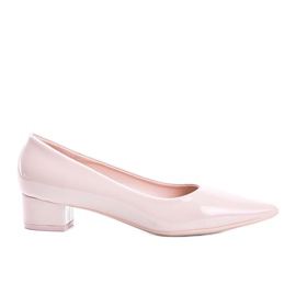 Nøgenpumper på Anabel lave stolpe beige
