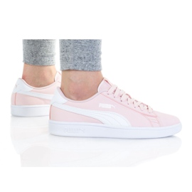 Puma Smash V2 Buck Jr 365182 35 sko sort lyserød
