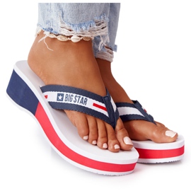Kvinders flip-flops på kilen Big Star HH274A093 Hvid marine blå