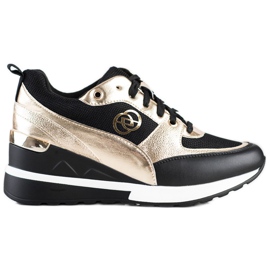 Evento Moderigtige wedge sneakers sort gylden