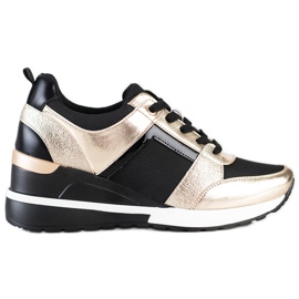 W. Potocki Stilfulde wedge sneakers sort gylden