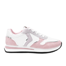 Hvide og lyserøde sneakers med metal detaljer i Delta