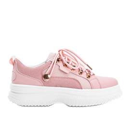 Lyserøde sneakers på en høj Tifel sål