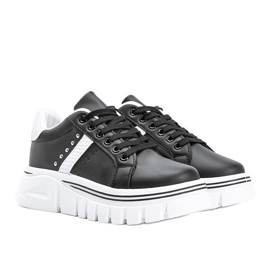 Sorte sneakers med hvide detaljer på en høj Alasana sål